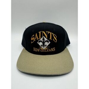 Vintage New Orleans Saints Snapback Hat AJD Team NFL Black Gold Cap